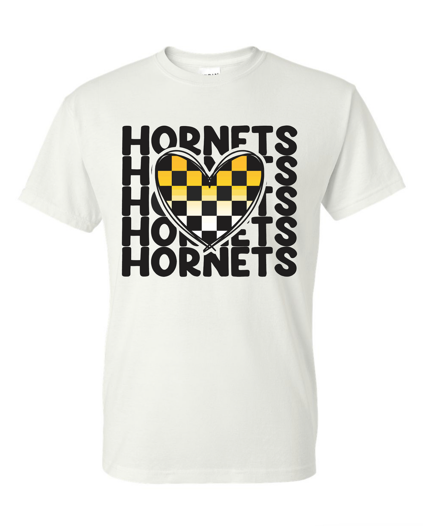 Gatesville Hornets White Tee - Hornets Checkered