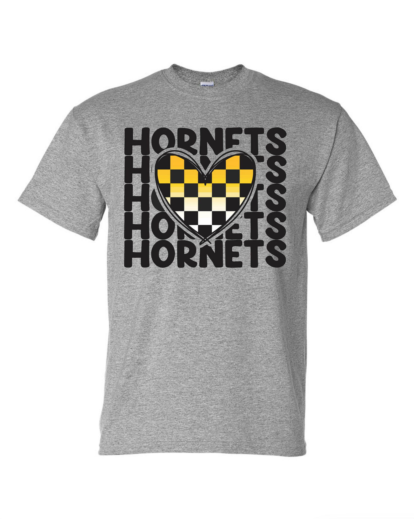 Gatesville Hornets Sport Gray Tee - Checkered Hornets
